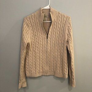 LL Bean Beige Cable Knit Cardigan